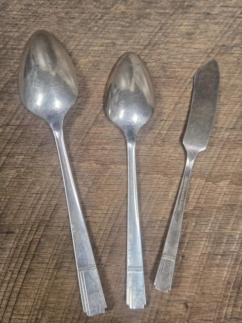 Vintage Oneida Grenoble 1 Serving Spoon,  1 Table Spoon & 1 Butter Knife  Bin RR